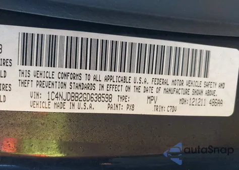 2016 Jeep Compass Sport z USA, uszkodzony, nr VIN 1C4NJDBB2GD638598